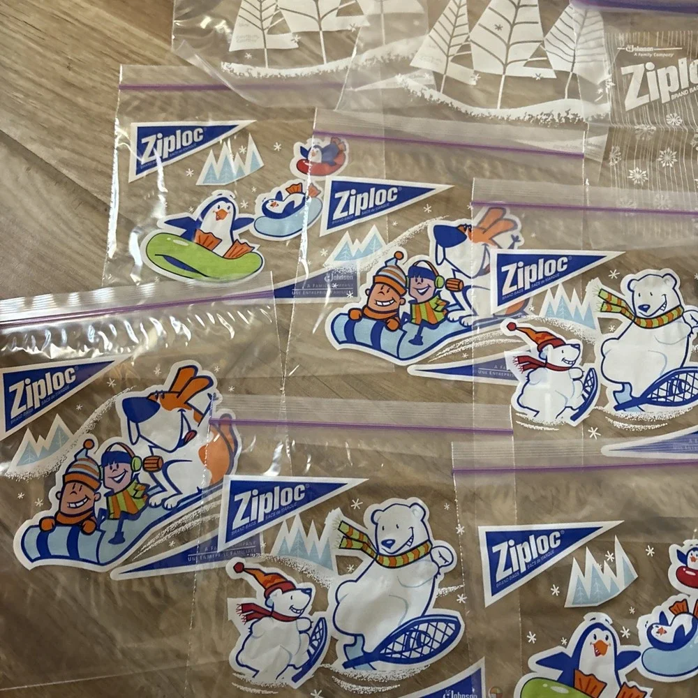Vintage Ziploc Brand Bags For The Holiday 11 Count Quart Size Christmas  Designs
